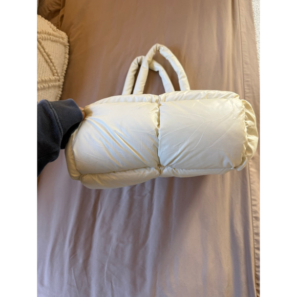 Women's Cream Puffer Tote Bag One Size - Picture 3 of 9